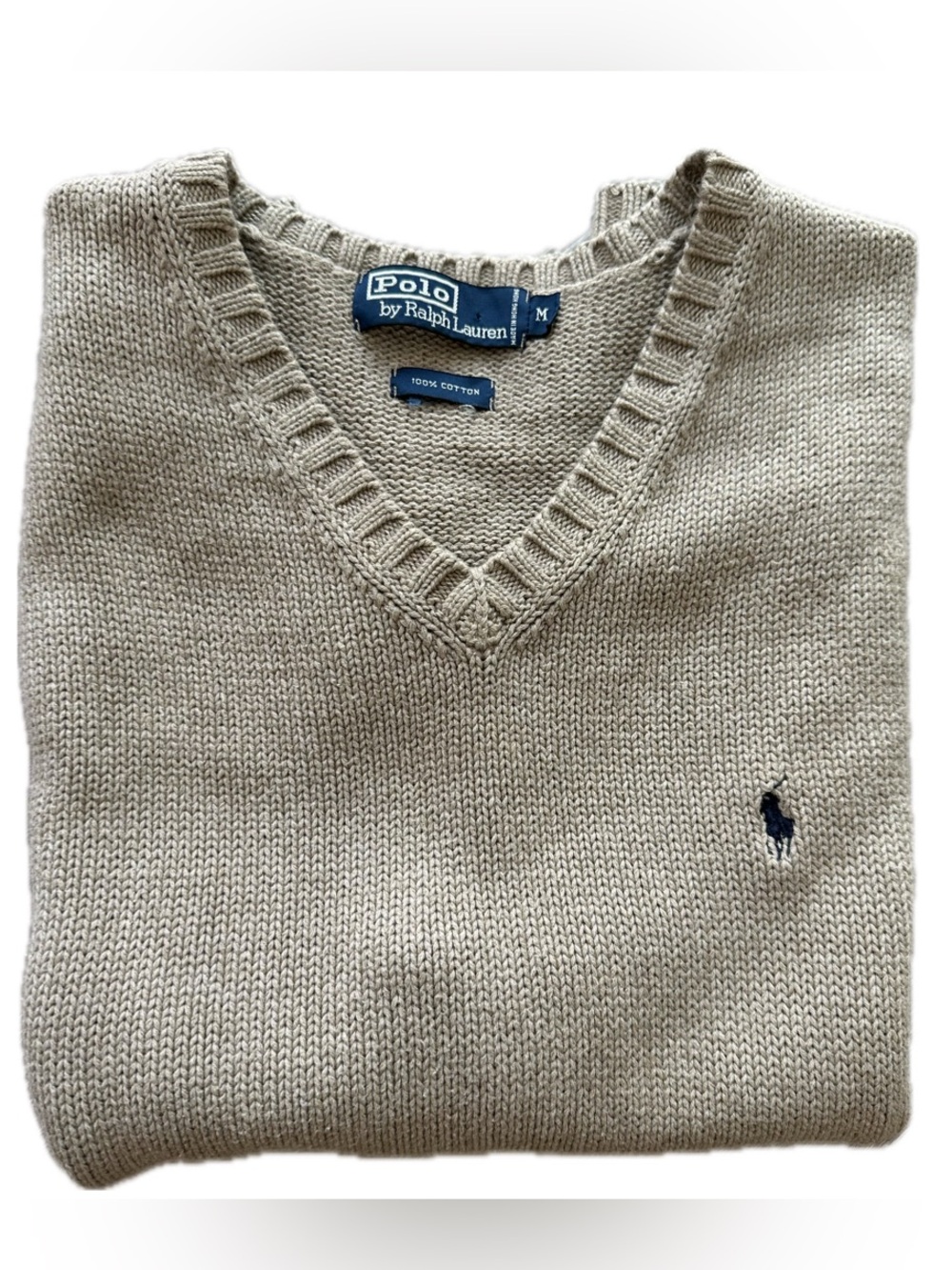 Ralph Lauren Beige V-Neck Knit Sweater Vest - Picture 3 of 6